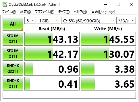 Lenovo ThinkPad L580のHDD速度